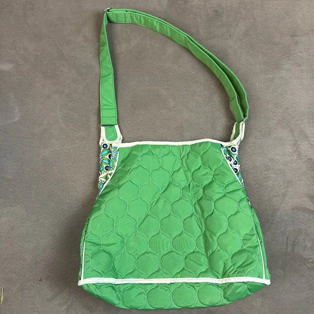 Cinda B Green Quilted Tote Diaper Bag Purse Verde Bonita Baby Changing Pad